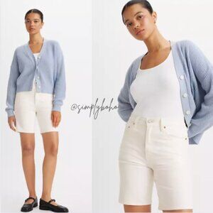 NEW - Levi's RIB CAGE BERMUDA SHORTS women's Off-White Jean Shorts PLUS SIZE 34